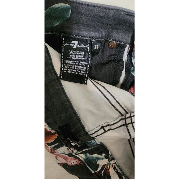 7 For All‎ Mankind Ankle Skinny Moonlight Orchid Floral Stretch Jeans 27 Spring - Picture 6 of 6